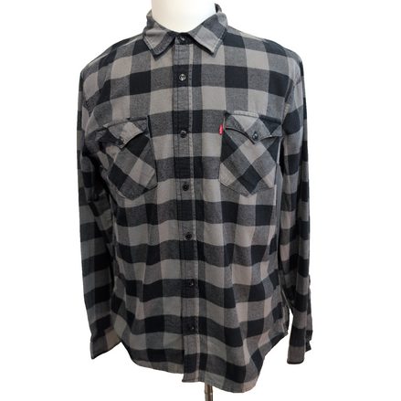 Chemise Levi's vintage en flanelle chaude carreaux noir et gris Taille L