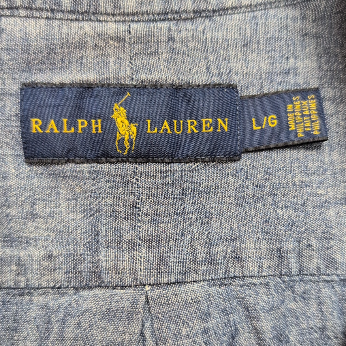 Chemise Ralph Lauren L Bleu Effet Jean Coton Logo Bleu manches longues