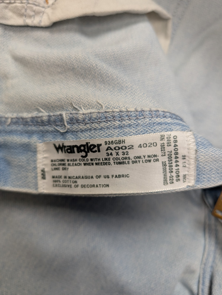 Jean Wrangler Homme Vintage Bleu W34 L32 Denim Robuste Épais Taille Élastique