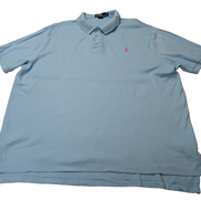 Polo manches courtes Polo Ralph Lauren XL bleu ciel logo rose coton
