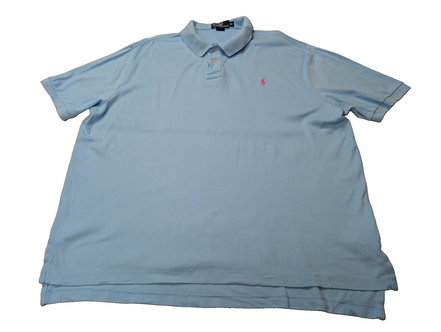 Polo manches courtes Polo Ralph Lauren XL bleu ciel logo rose coton