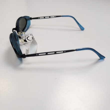 Lunettes de soleil Y2K Bleu Marine Verres Ovales Vert Foncé Branches Fines Métal