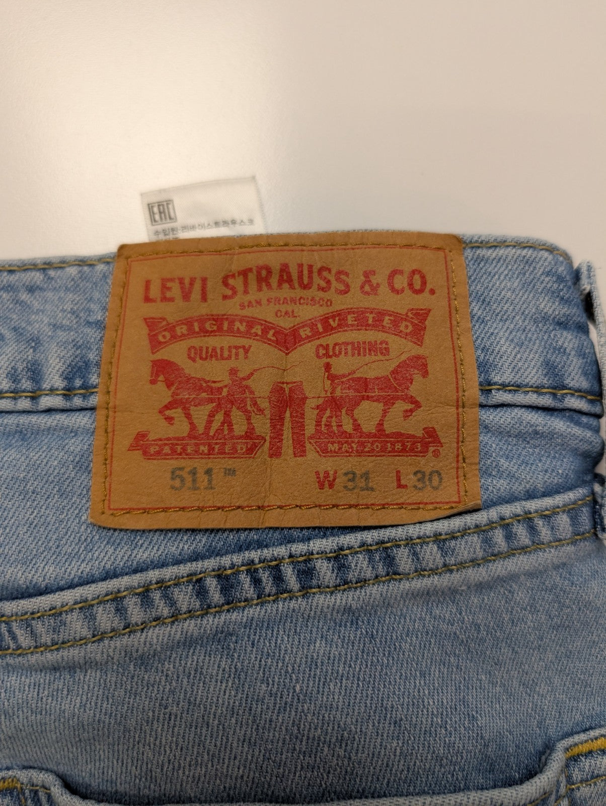 Jean Levi's 511 Homme Vintage Bleu Clair W31 L30 Denim Slim Fit Stretch Pantalon