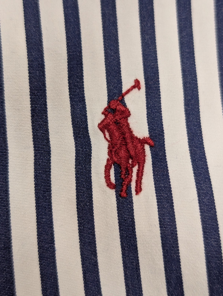 Chemise Ralph Lauren Custom Fit Taille XXL Bleu Marine Rayures Manches Longues