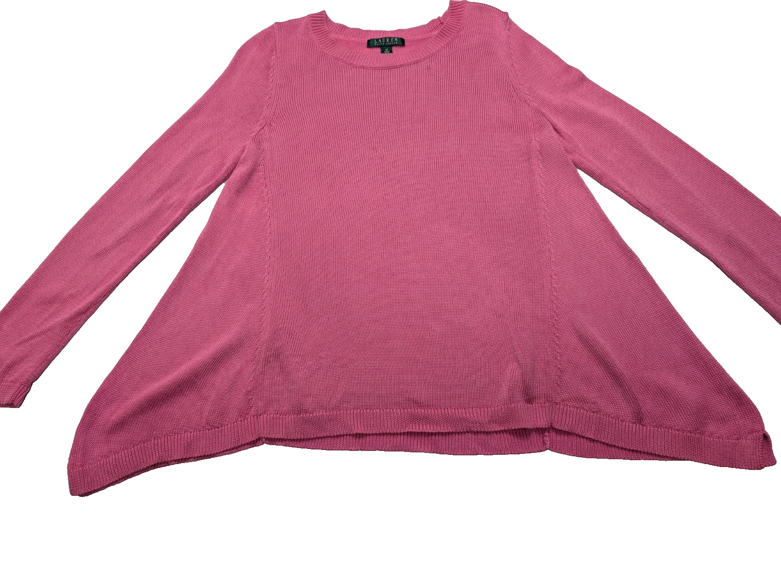 Pull Ralph Lauren (Lauren) Femme M Col Rond Rose Satiné Coupe Évasée 🏷️