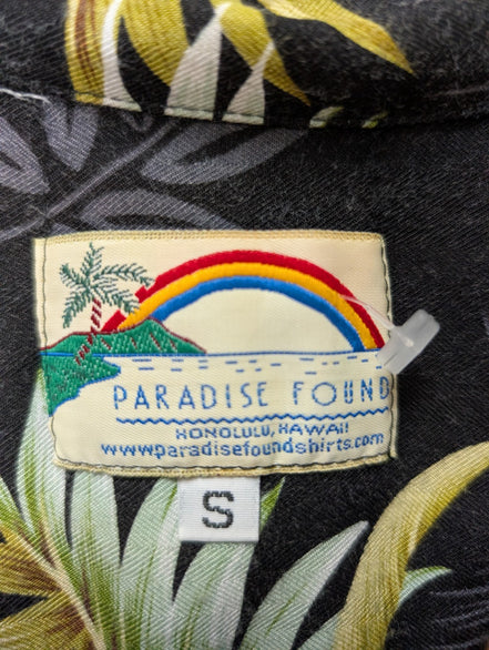 Chemise hawaïenne soie noire Paradise Found Made in Hawaii taille S