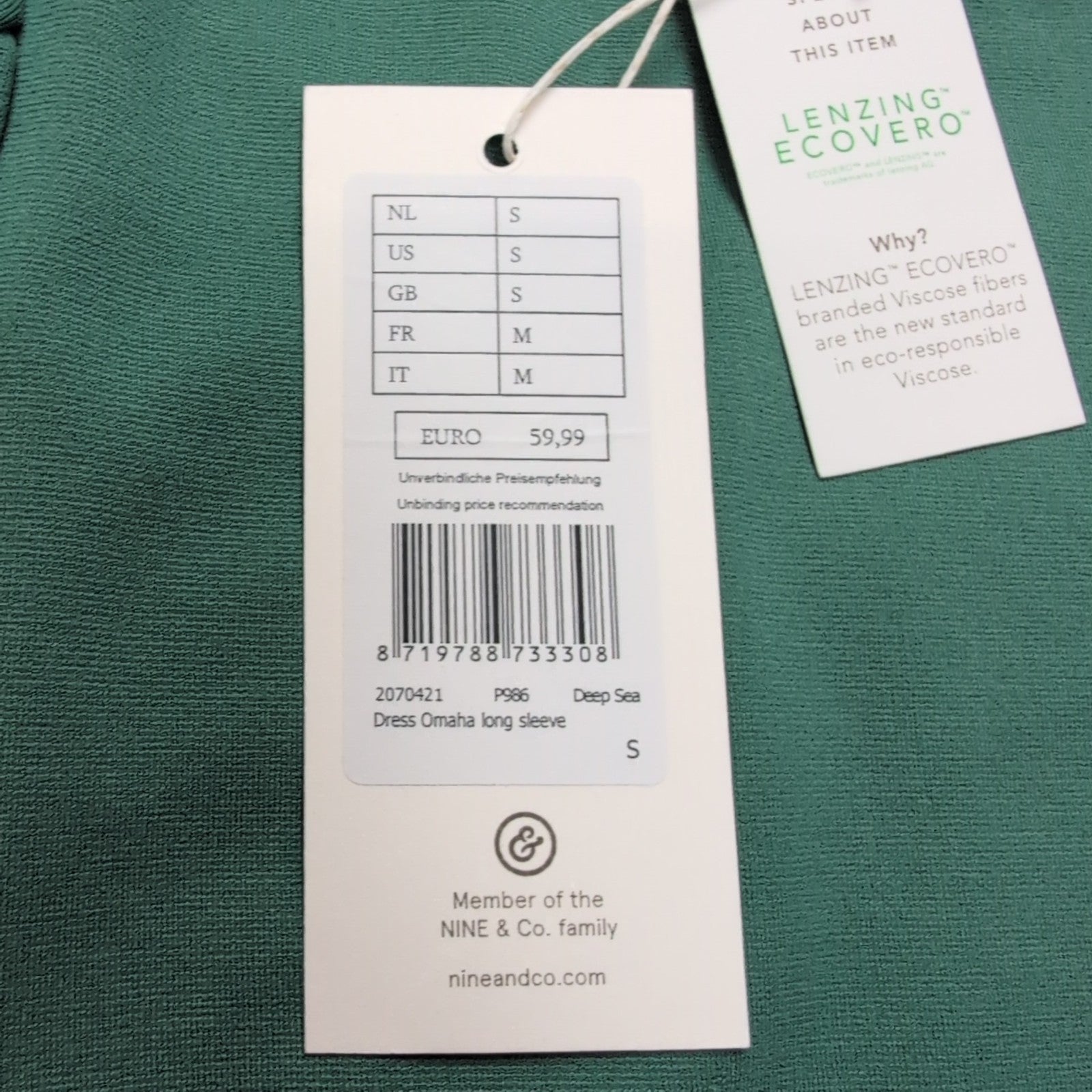 Robe Noppies M Verte Manches Longues Stretch Neuve Étiquette