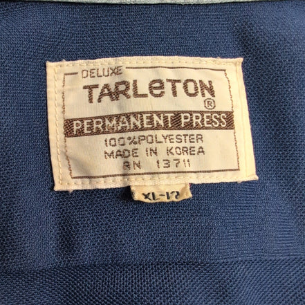 Tarleton Chemise Bowling Vintage Bleu Marine Homme XL Made in Korea